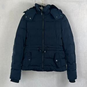 Zara Down Jacket Women's Small Black Puffer Feather Filled Zip Up